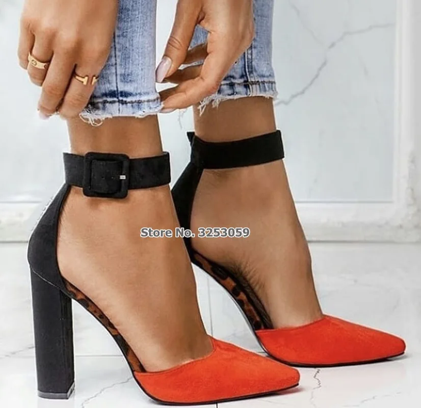 red chunky heels