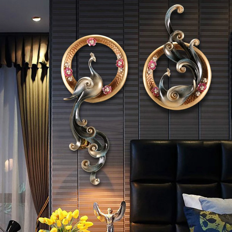 

Modern Resin Phoenix Wall Hanging Crafts Wall Decoration Pendant Livingroom Corridor Rrestaurant Wall Sticker Mural Ornaments
