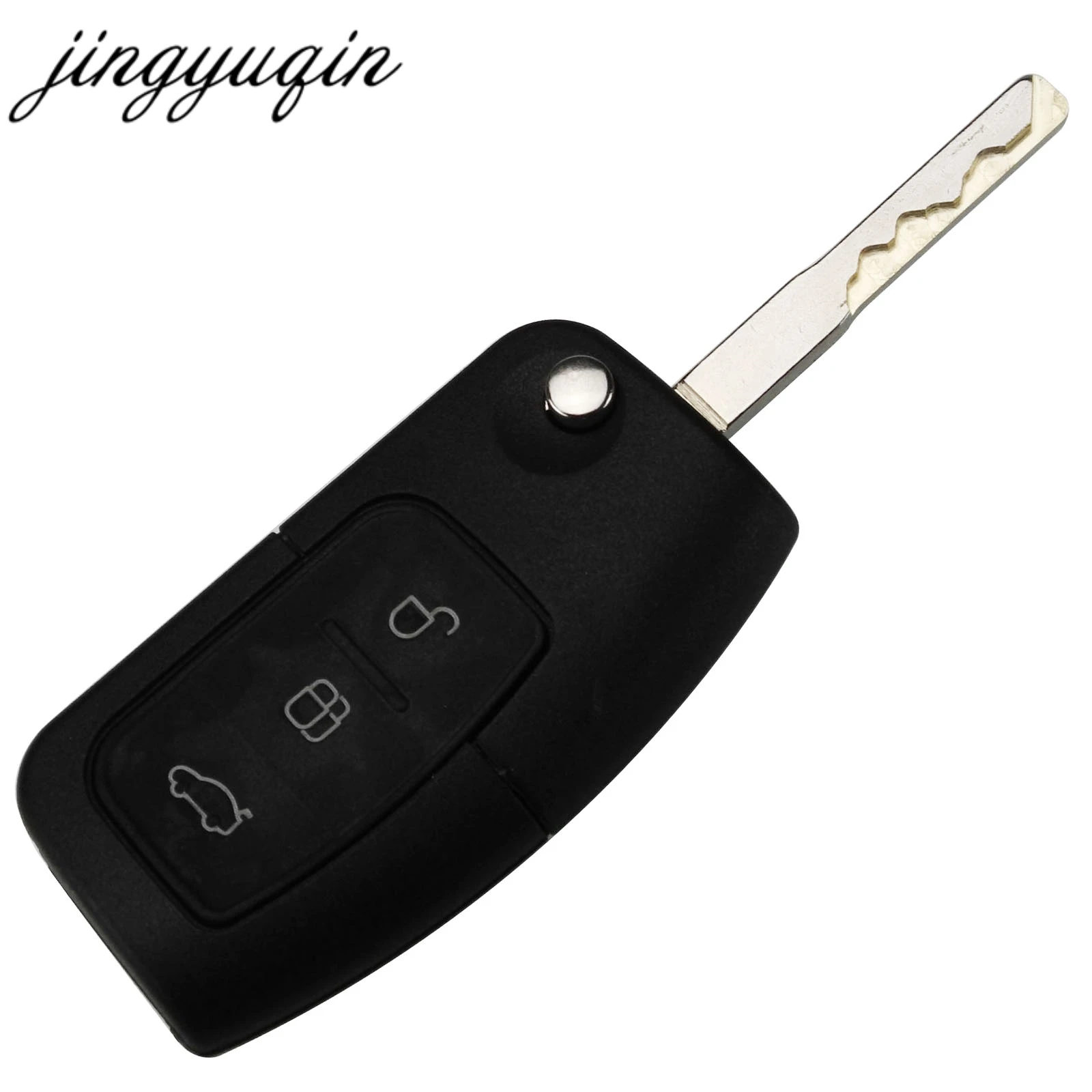 Jingyuqin включает в себя режущий копировальный ключ, пустой дистанционный флип-ключ для Ford Focus 2 Mondeo C S Max Galaxy Fiesta, автомобильный Fob TRANSIT