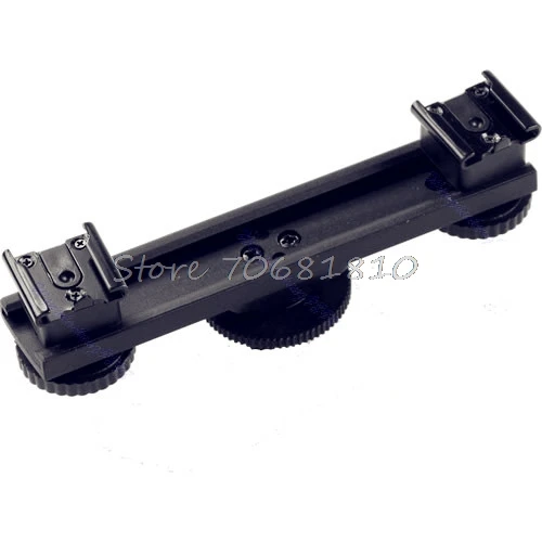 Hot Shoe Extension Bar Mount Dual Bracket For DV Video Camera LED Light SLR Rig R179
