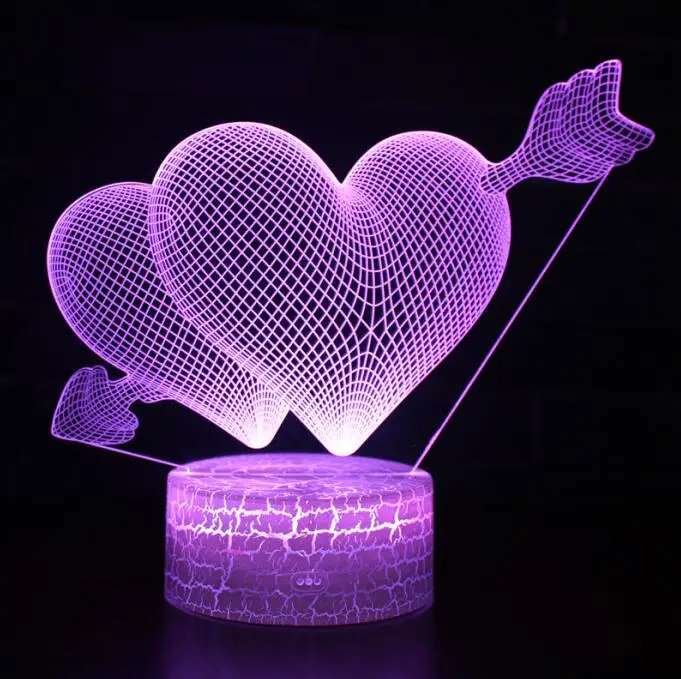 Сердце, я люблю тебя Красочный светодиодные 3D визуальный ночник Abajur творческий настольные светильники Новинка Иллюзия настольная лампа любовника Валентина подарок - Испускаемый цвет: Heart 2