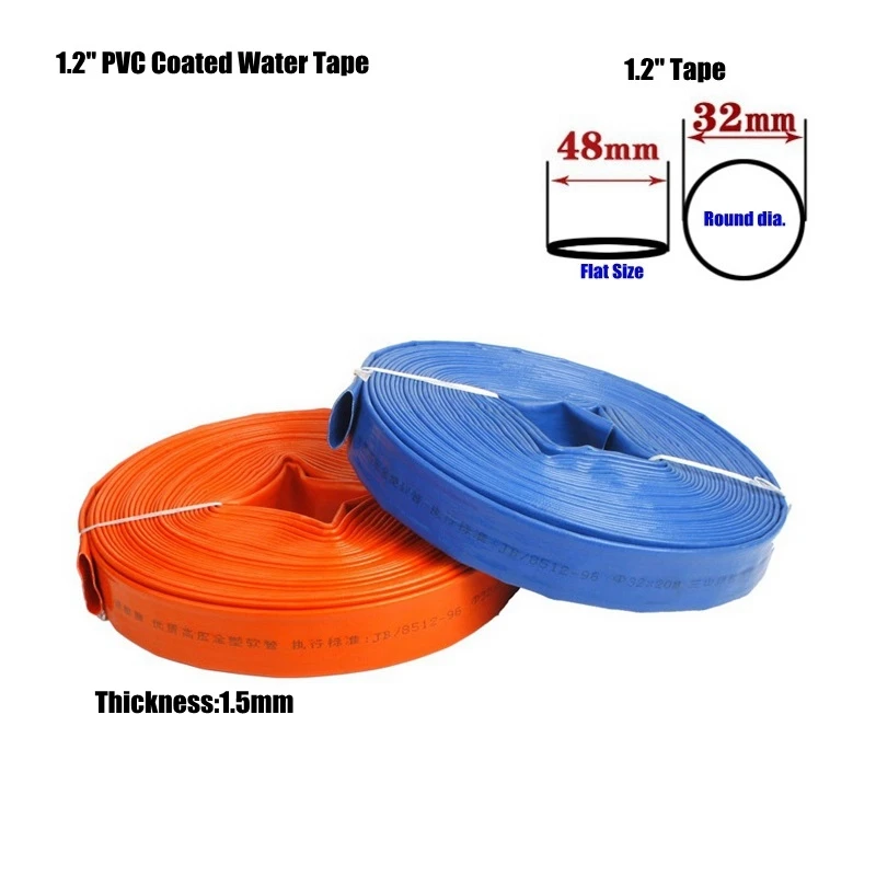 

20m/Roll 1.2" PVC Coated Water Hose Agricultural Plastic Coating Water Tape Farmland Irrigation Soft Pipe Wear-resistant