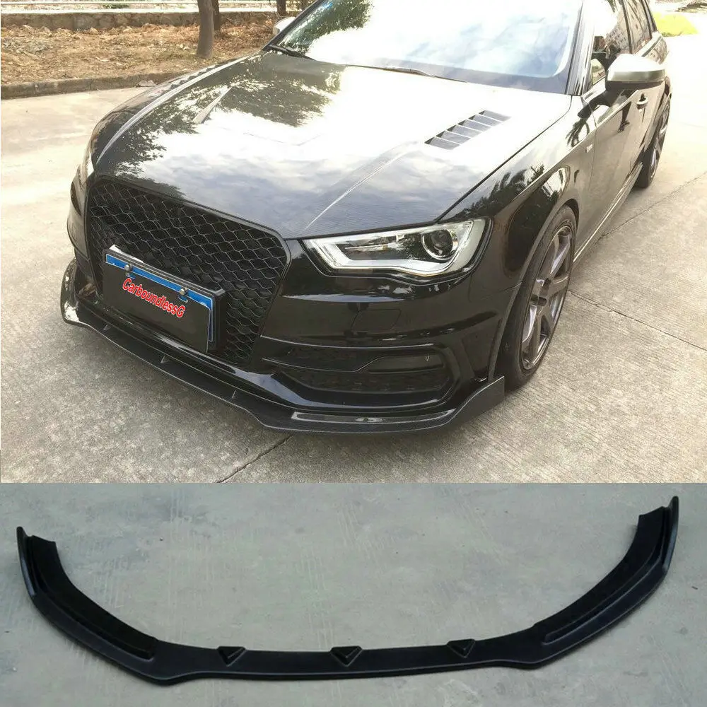 S3 Front Lip carbon fiber Body kit Spoiler Wing lip auto car front For A3 Sport Sedan Bumper 2017 2018 years bodykit | Автомобили и