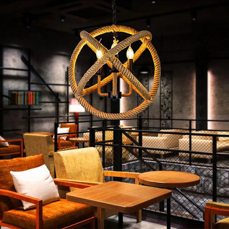 

Art Decorative Hanging lights Retro Vintage Pendant Lamp Handmade Hemp Cord Rope E27 LED Iron Cafe Bar Restaurant Shop Free Ship