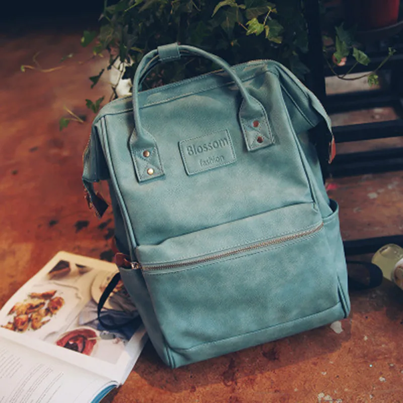Модный женский кожаный рюкзак, Молодежный корейский стиль, сумка на плечо для ноутбука, школьные сумки для подростков, девочек, мальчиков, рюкзак ранец - Цвет: green