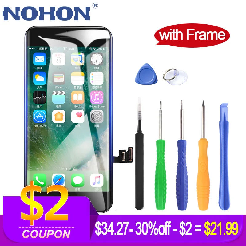 

NOHON LCD Screen For iPhone 6 6S 7 Display 3D Digitizer Assembly with Frame 3D Touch Replacement AAAA Mobile Phone LCDs +Tools