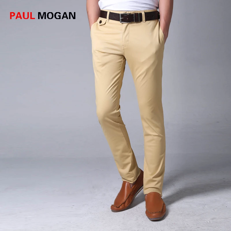 Paul Mogan 2017 men pants Khaki Slim Casual fashion cotton pantalon
