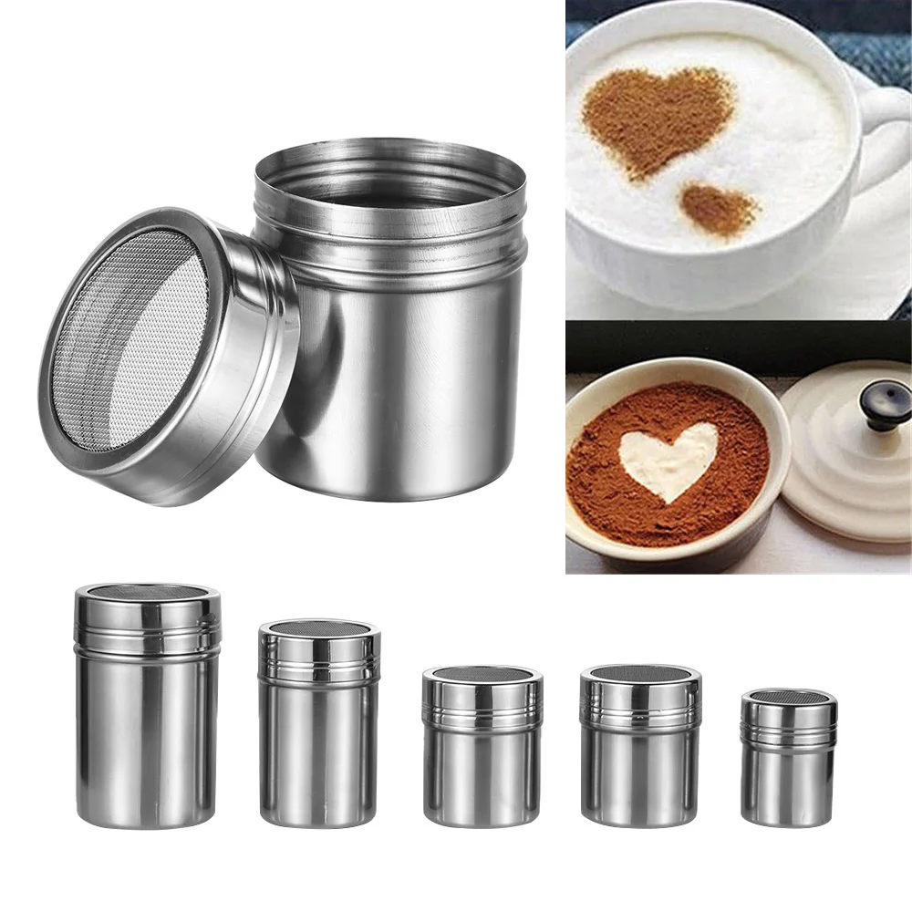 1PC Stainless Steel Chocolate Shaker Flour Pastry Seasoning Box Coffee