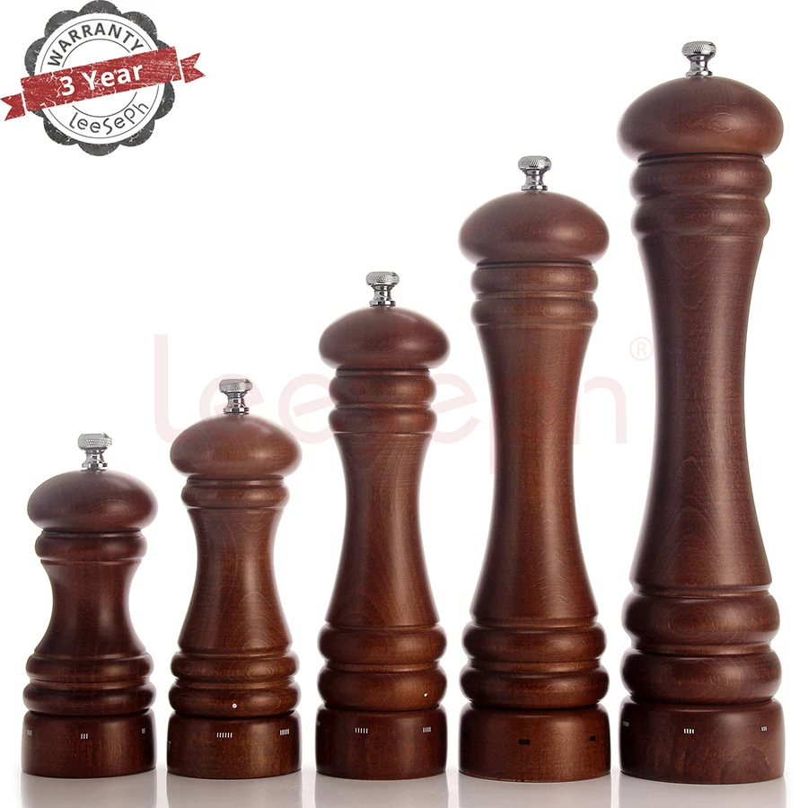 

Leeseph Pepper Grinder - beechwood Mill Includes Precision Mechanism - 6 pre-set grind levels