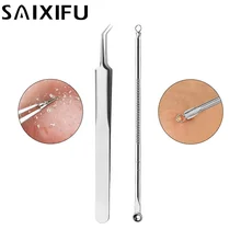 Комплект из 2 предметов, для удаления угрей, акне иглы Пинцет прыщей, удаление акне черных точек полоски для очиститель пор глубокое инструмент для очищения кожи уход за кожей QT66