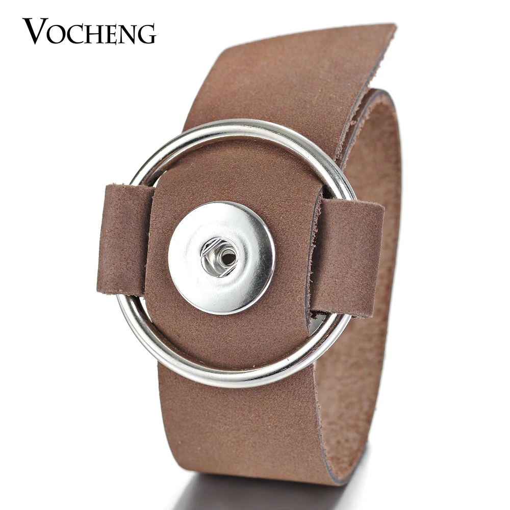 

Vocheng Snap Button Jewelry Interchangeable Wide Leather Bangle 4 Styles Fit 18mm NN-493 Snap