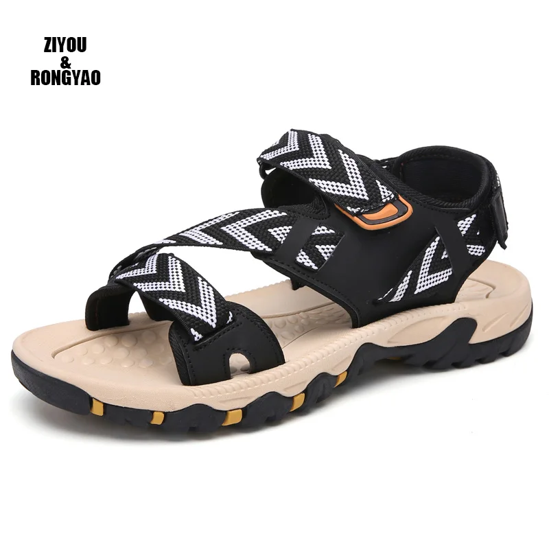 

2018 Gladiator Men's Sandals Roman Men Shoes Summer Flip Flops Gray Black Flat Sandals Large Size