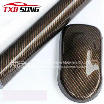 

WHOLESALE Gold High Glossy 2D Carbon Film High quality Car stickers 0.18mm Thickness 1.52*30m with air free bubbles