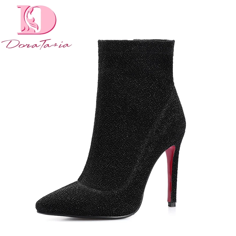 

DoraTasia Brand New dropship thin high Heels women's ankle Boots Shoes sexy elastic pointed toe party Boots Shoes Woman