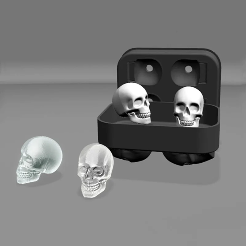 Buy 3D Skull Head Silicone Mold Ice Cube Mold Tray 4