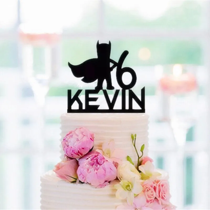 

Custom Acrylic Baby Superheo Batman Cake Toppers Happy Birthday Baby Shower Christening Baptism