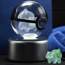 Горячие рождественские подарки кристалл Bulbasaur Гравировка 3D шар стекло Pokemon Go шар пресс-папье для детей подарки на день рождения