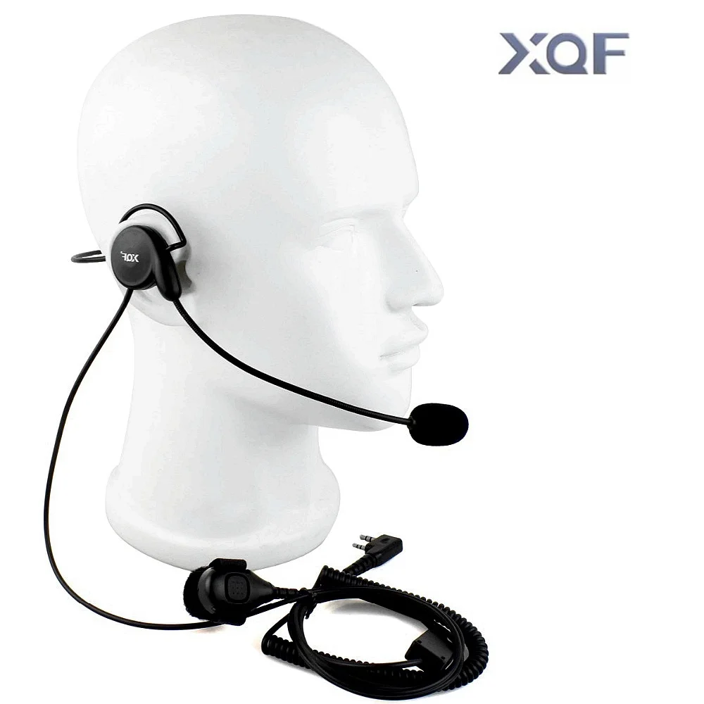 XQF на головке гарнитура с пальцем ptt ключ горло микрофон для Baofeng трансивера Kenwood 2Pin наушники с микрофоном