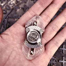 Двухлистный Спиннер-Спиннер из нержавеющей стали, прозрачный дракон, цирконий, скраб, ручной Спиннер, EDC, для взрослых, СДВГ, антистрессовая игрушка