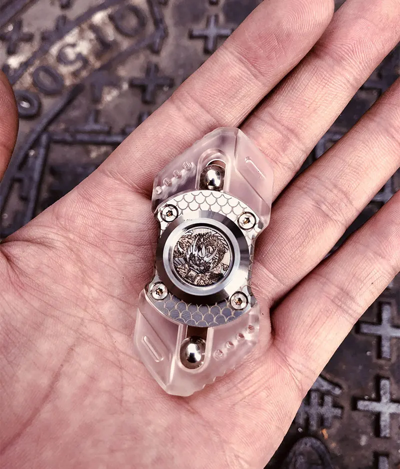 

Two-Leaf Python Fidget Spinner Stainless Steel Transparent Dragon Zirconium Scrub Hand Spinner EDC Adult ADHD Anti-Stress Toy