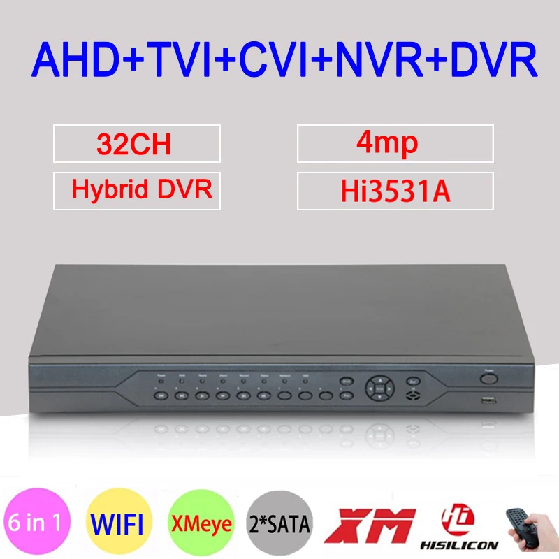 32ch 32 channel 2 SATA 4mp hd 6 in 1 ahd tvi cvi hybrid dvr Surveillance video recorder picture