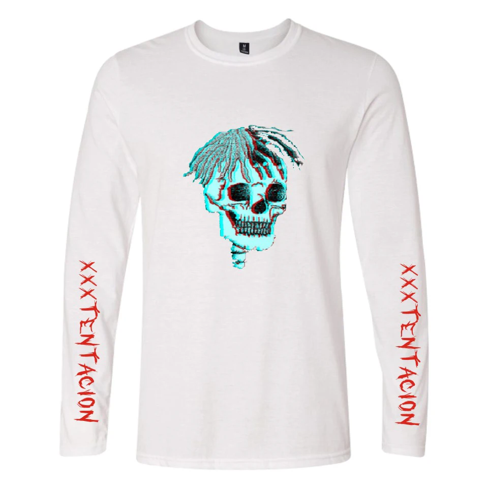 Мужская футболка с длинным рукавом Xxxtentacion модная повседневная из хлопка круглым