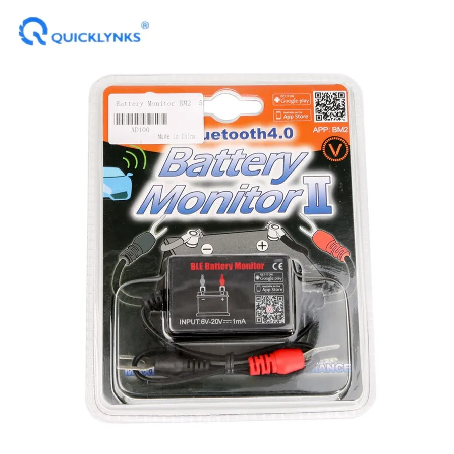 Монитор аккумулятора QUICKLYNKS BM2 устройство для тестирования аккумуляторов 6 20 в с