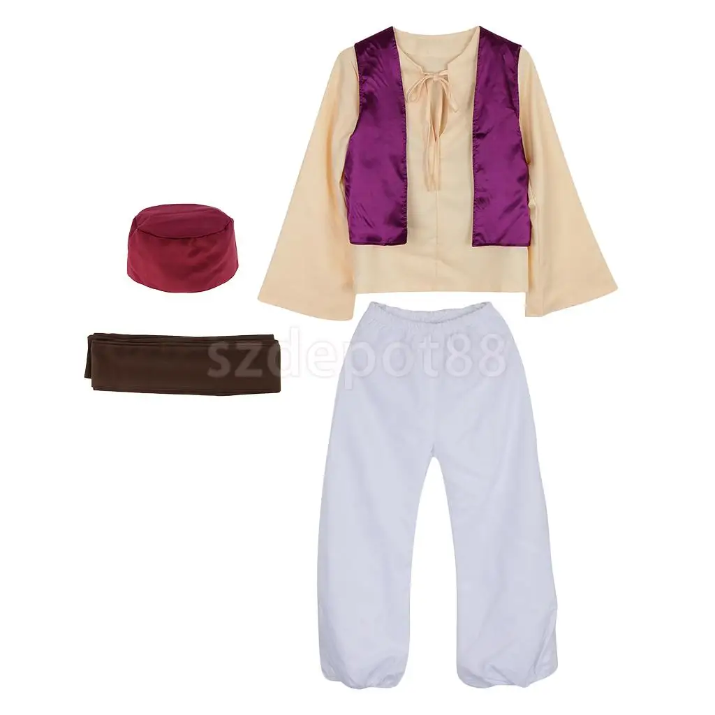 Prettyia Indian Arab Prince Costume Hat Adult Mens Sheik Cosplay Halloween Masquerade Party Outfit Anime Uniform