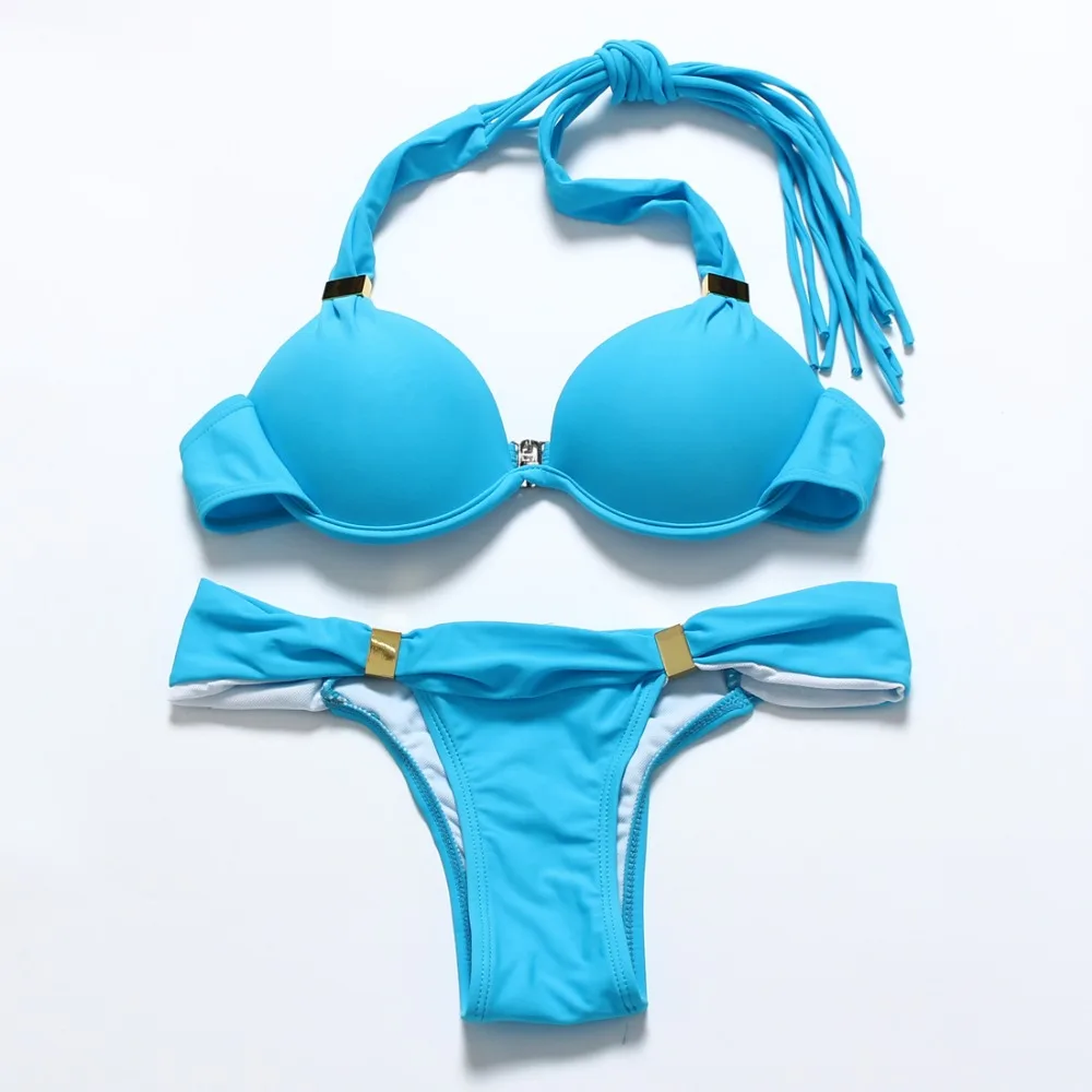 BANDEA Push up bikini Brazilian bottom solid color womem swimwear 2017 ...