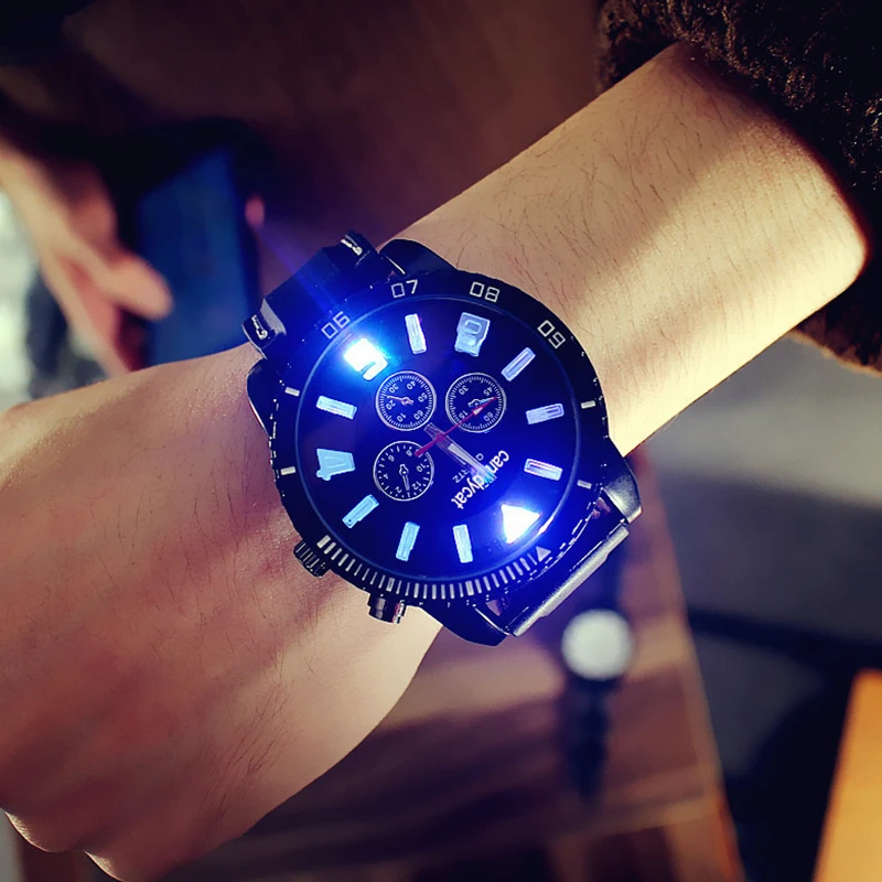 

Fashion Men Watches 7 Color Led Lights Glow Watches Dual Display Men Sports Watches Silicone reloj hombre relogio masculino 2019