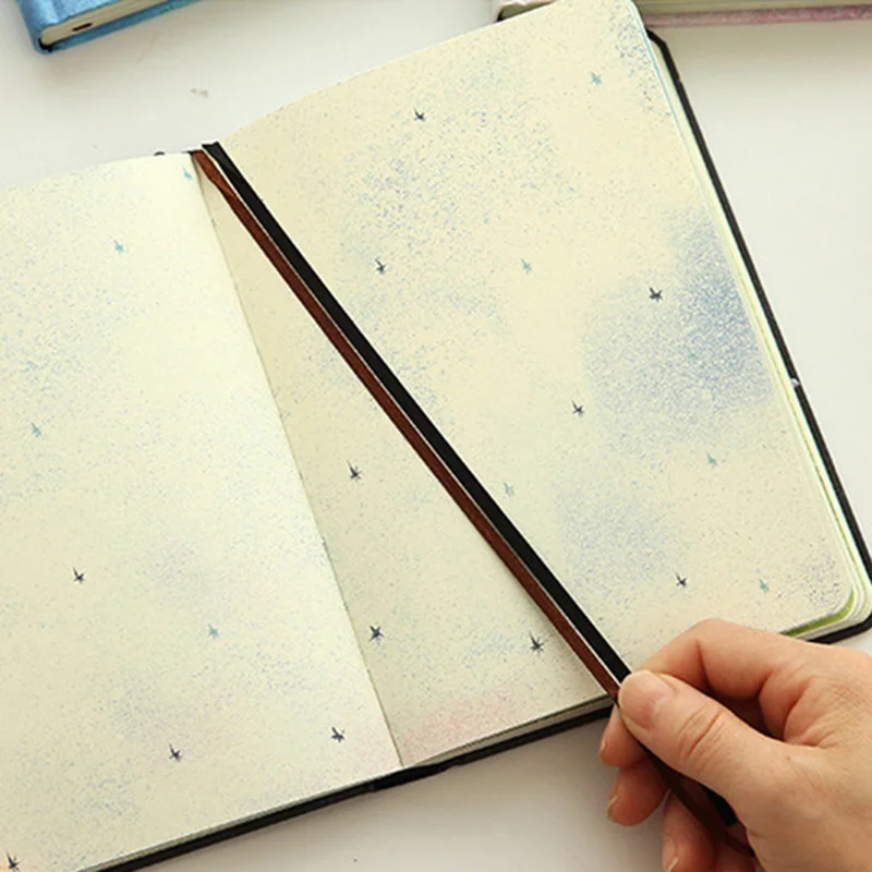 Creative trend Color Pages A5 Notebook Little Blue House Diary Book Hardcover diary Stationery School Supplies Black