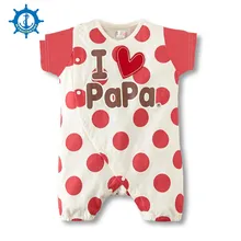 Summer Style Rompers 100% Cotton 4Styles Cute Dot Printing Love Mum&Dad Baby Neutral Newborn Baby Pajamas 1pcs HB054