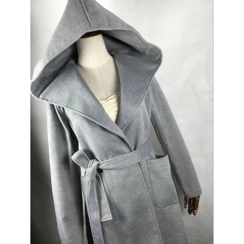 manteau laine à capuche femme
