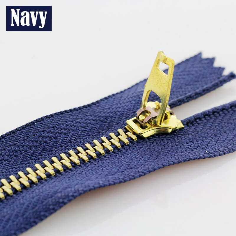 3# 5pcs 10/13/15/18/20cm metal brass auto lock close-end zippers for footwear fenim skirt sewing garment - Цвет: Navy