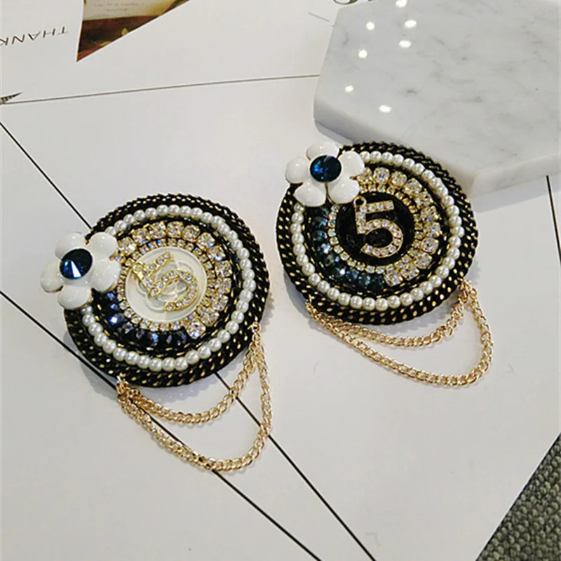 

Korea Handmade Luxurious Vintage Rhinestone Pearl Flower Badge Brooches Pins Fashion Jewelry For Woman Accessories-JQGWBH003E