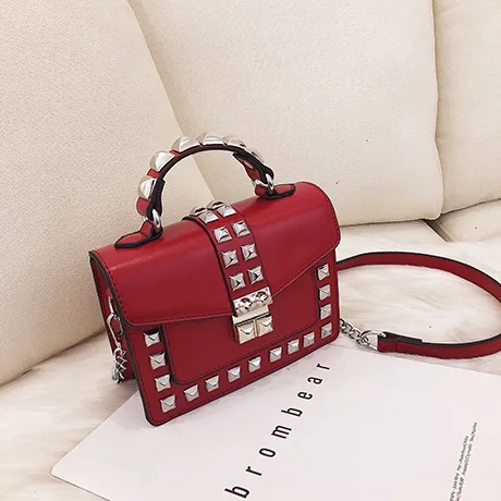 Ladies hand bag Simple Rivet Crossbody Bags Small Square Shoulder Bag womens handbags and purses brand chain bag for women Ladies hand bag Simple Rivet Crossbody Bags Small Square Shoulder Bag womens handbags and purses brand chain bag for women