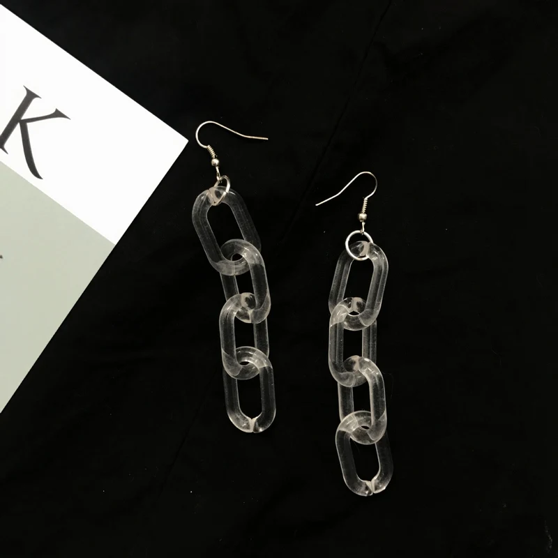 

2018 New Design Clear Color Acrylic Dangle Earring Individuality Thick Link Geometric Pendientes For Women Ear Accessories Trink