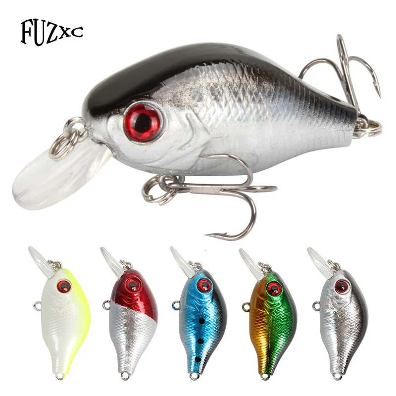 

FUZXC 7.6g 55mm Mini Crank Bait Artificial Fishing Lure Wobbler Lifelike Crankbait For Carp Fishing Hard Bait 3D Eyes Pesca Hook