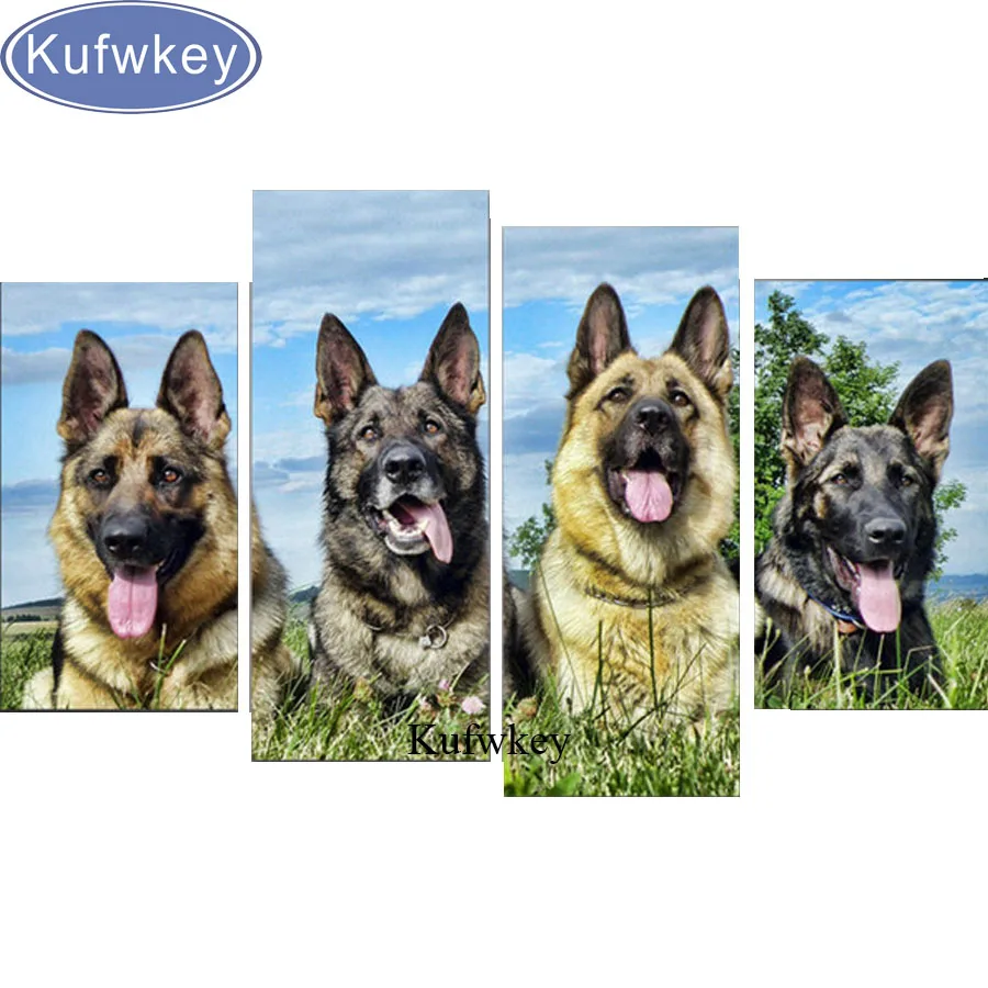 

4 pcs 5D DIY Diamond Embroidery,Animal German Shepherd Dog,Pet,Diamond Painting,Cross Stitch,3D,Diamond Mosaic,mazayka,diamond