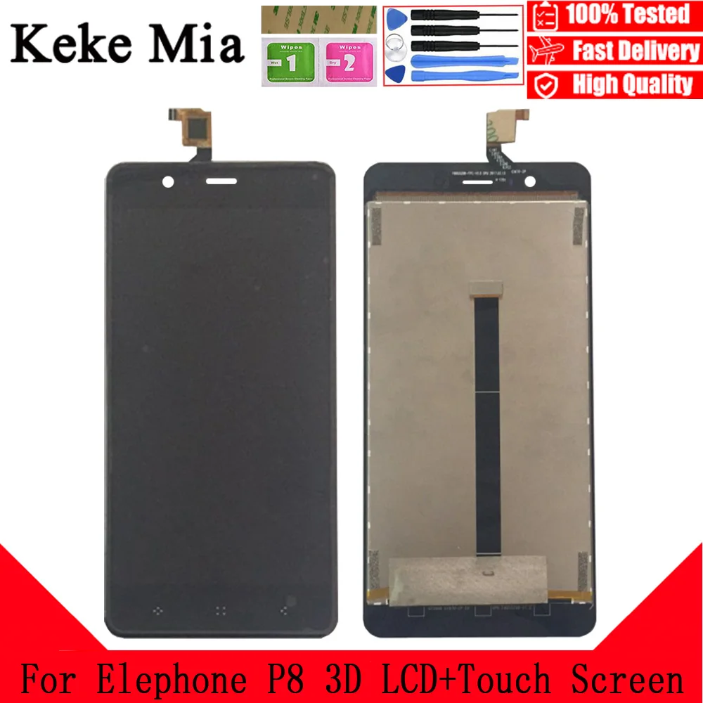 

Keke Mia 5.5" New Original For Elephone P8 3D CellPhone LCD Display+Touch Screen Digitizer Assembly Replacement Glass Free Tools