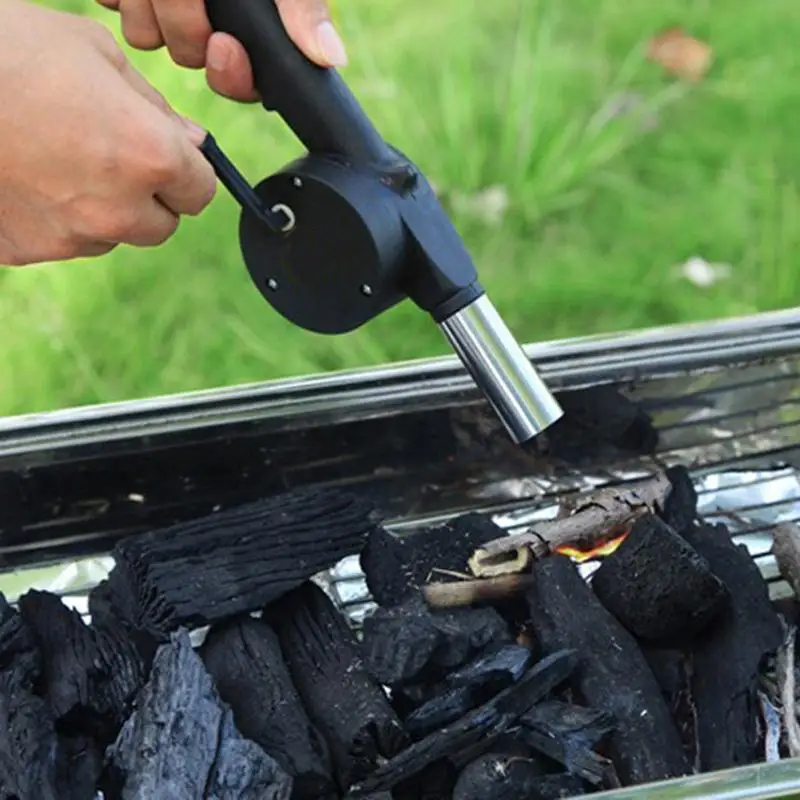 

Useful Outdoor Cooking Manual BBQ Fan Air Blower Picnic Camping BBQ Barbecue Tool Barbecue Fire Bellows Hand Crank Tool 24.5x8cm