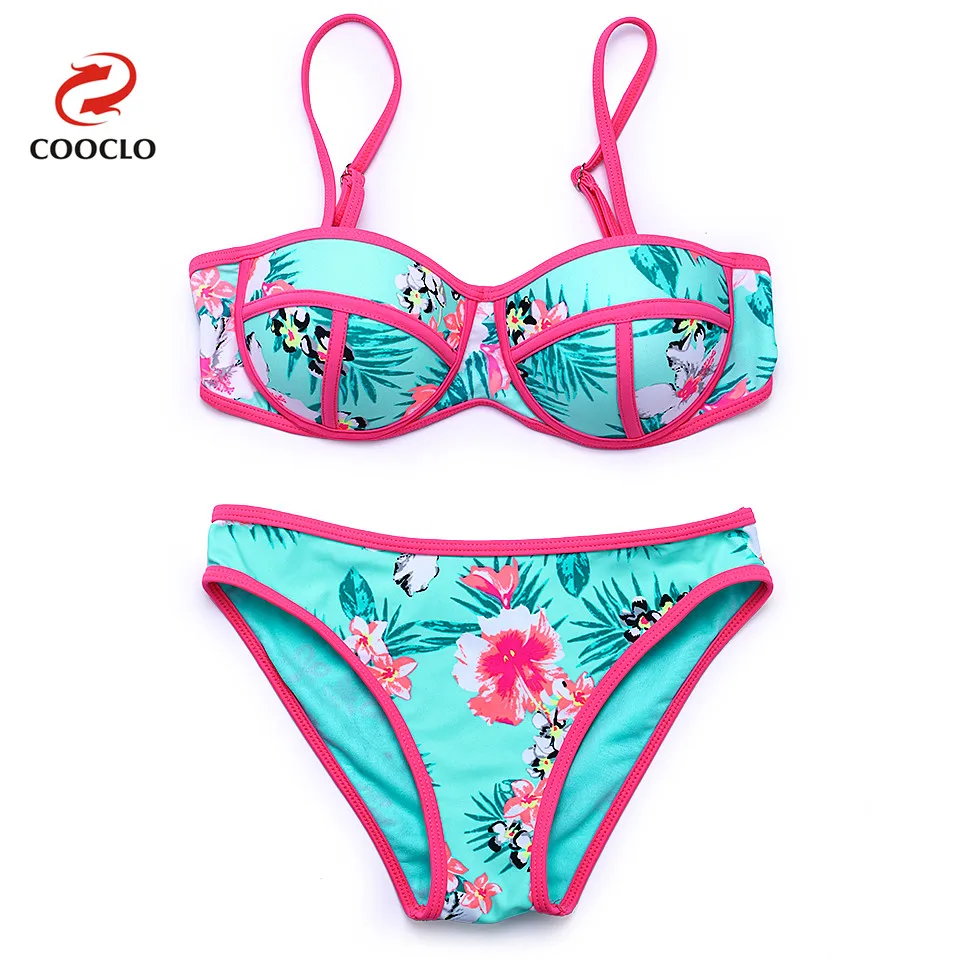 Cooclo 2019 New Sexy Swimwear Women Floral Bikini Brazilian Biquini Patchwork Push Up Swimwear