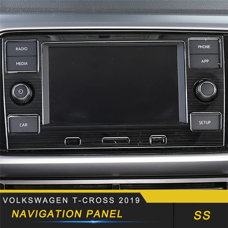 

For Volkswagen T-CROSS 2019 Car Styling Navigation Screen Monitor Panel Cover Trim Frame Sticker Interior Accessories