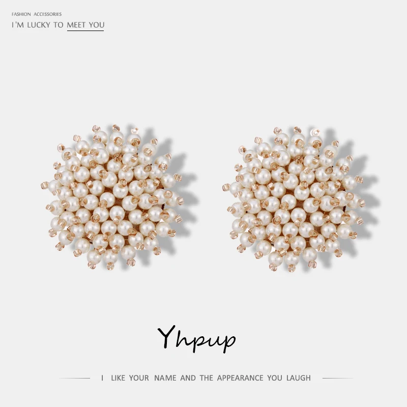 Yhpup, новинка, модное ювелирное изделие, женские элегантные серьги-гвоздики с имитацией жемчуга и бусинами, милые очаровательные серьги с жемчугом для женщин