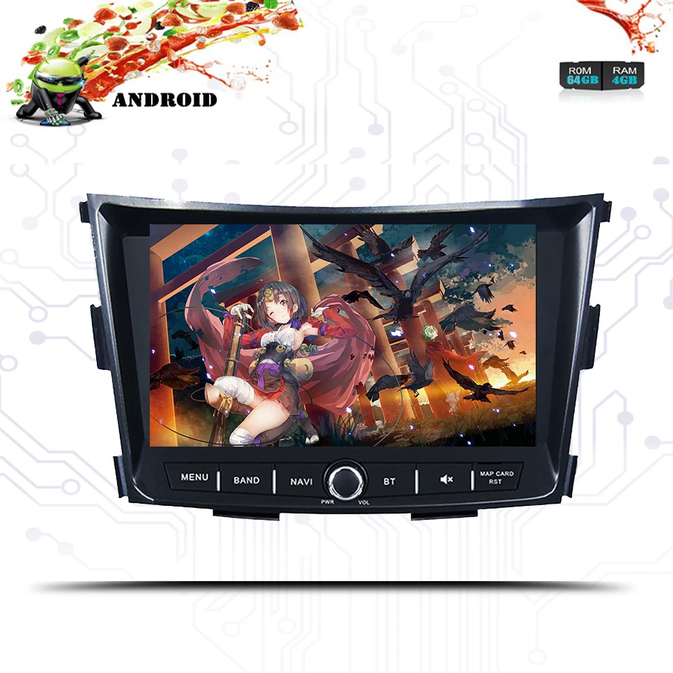 Excellent 4G RAM Android 9.0 Octa Core 1080P Car NO DVD GPS Navigation for Ssangyong Tivoli/Rexton 2014 2015 2016 2017 2018 Tape Recorder 1
