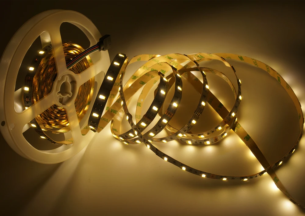 

5m/roll DC12V Double Color 5050 LED Strip White / Warm White Dual White 2 color in 1 Chip Temperature Adjustable CCT led tape