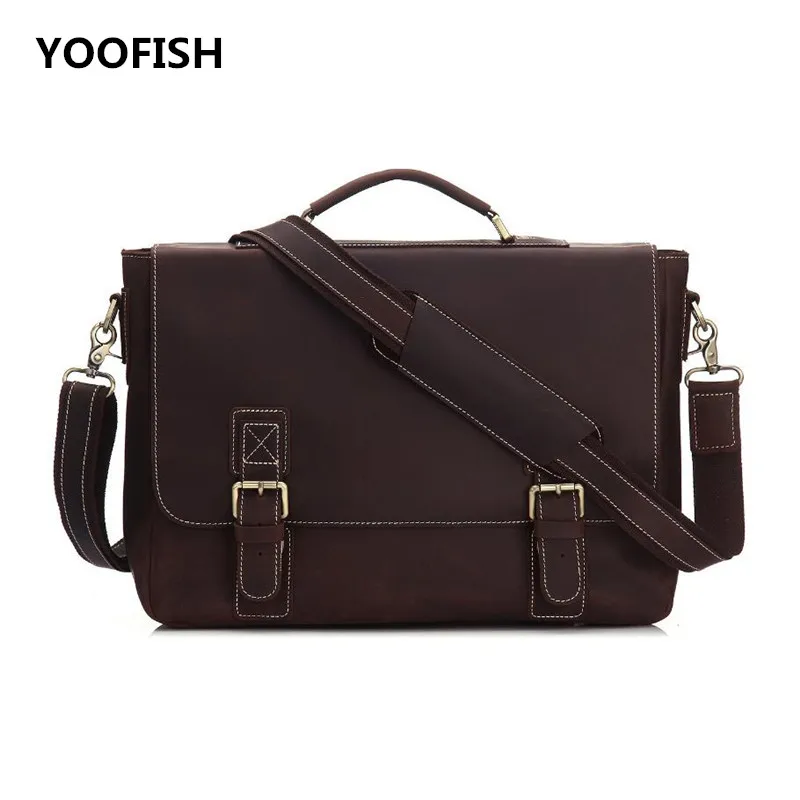 

Retro style Genuine Leather Man Shoulder bag Handbag Casual Briefcase Crossbody bag Business Bag Briefcase free shipping