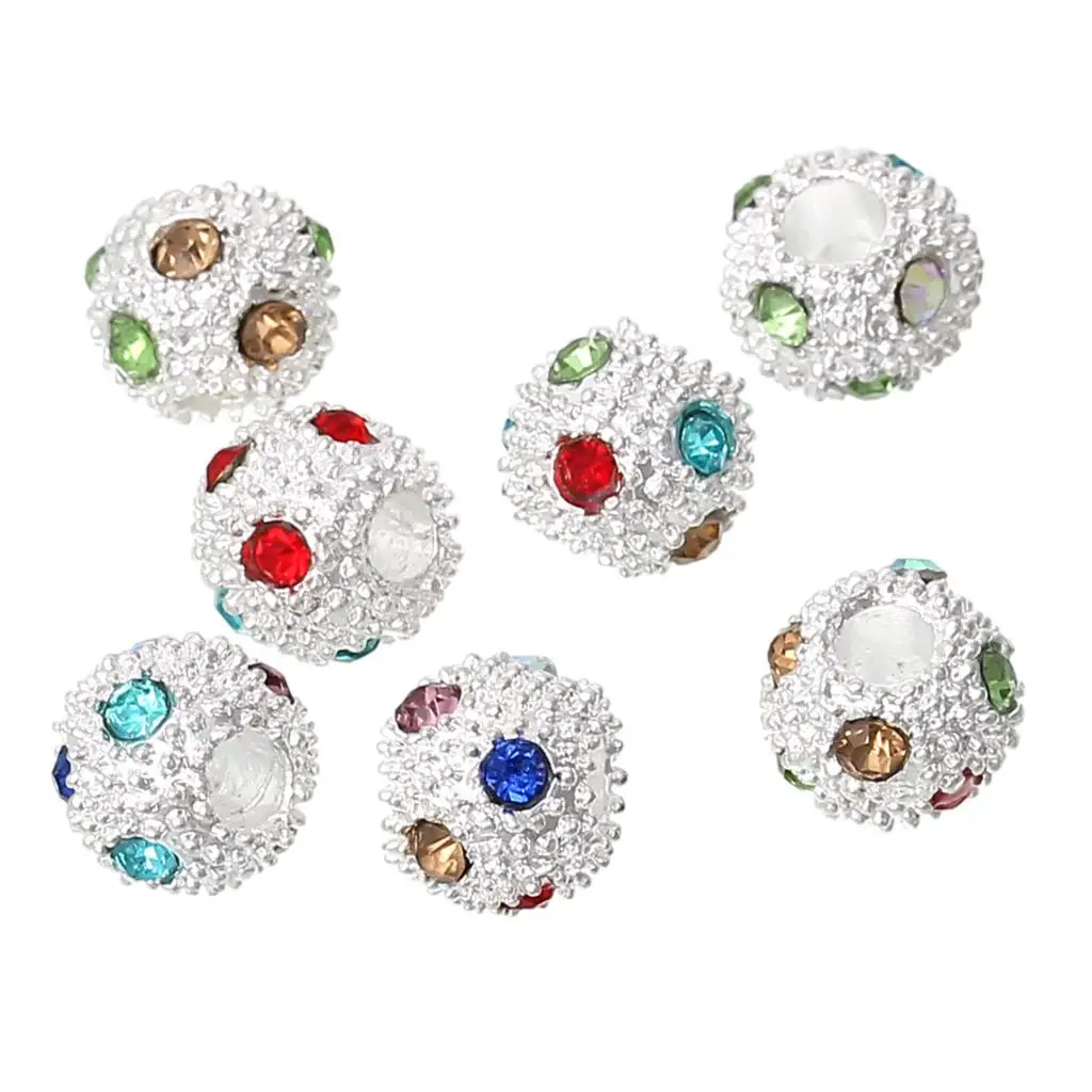 DoreenBeads круглые Серебристые цветные стразы из металлического сплава диаметр 8 мм