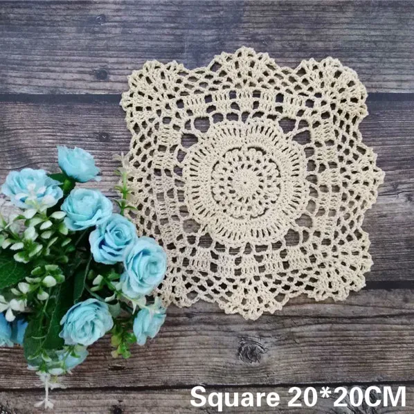 

Luxury Lace Cotton Dinner Doily Wedding Cup Mug Coffee Coaster Mat Crochet Flowers Christmas Table Cloth Square Placemat Kitchen