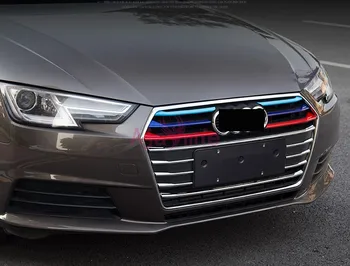 

14pcs/lot 2016 2017 Front Grille Trim Bumper Cover 3 Colors Detector Chrome Car Styling ABS For Audi A4 Accessories
